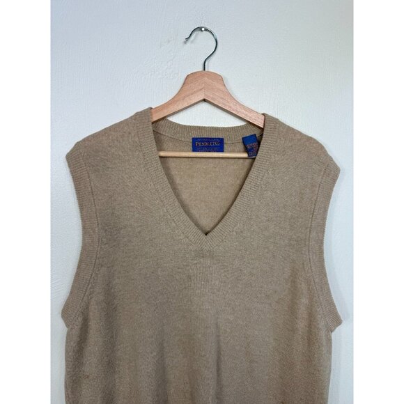 Vintage Pendleton Mens Tan 100% Lambs Wool Vest Size Medium Preppy Retro READ - Picture 4 of 12
